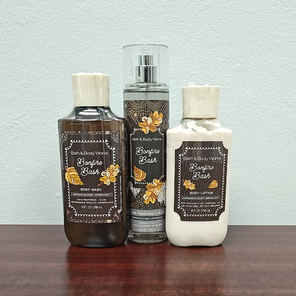 Bath & Body Works BONFIRE BASH 3 Piece Body Care Bundle Set
